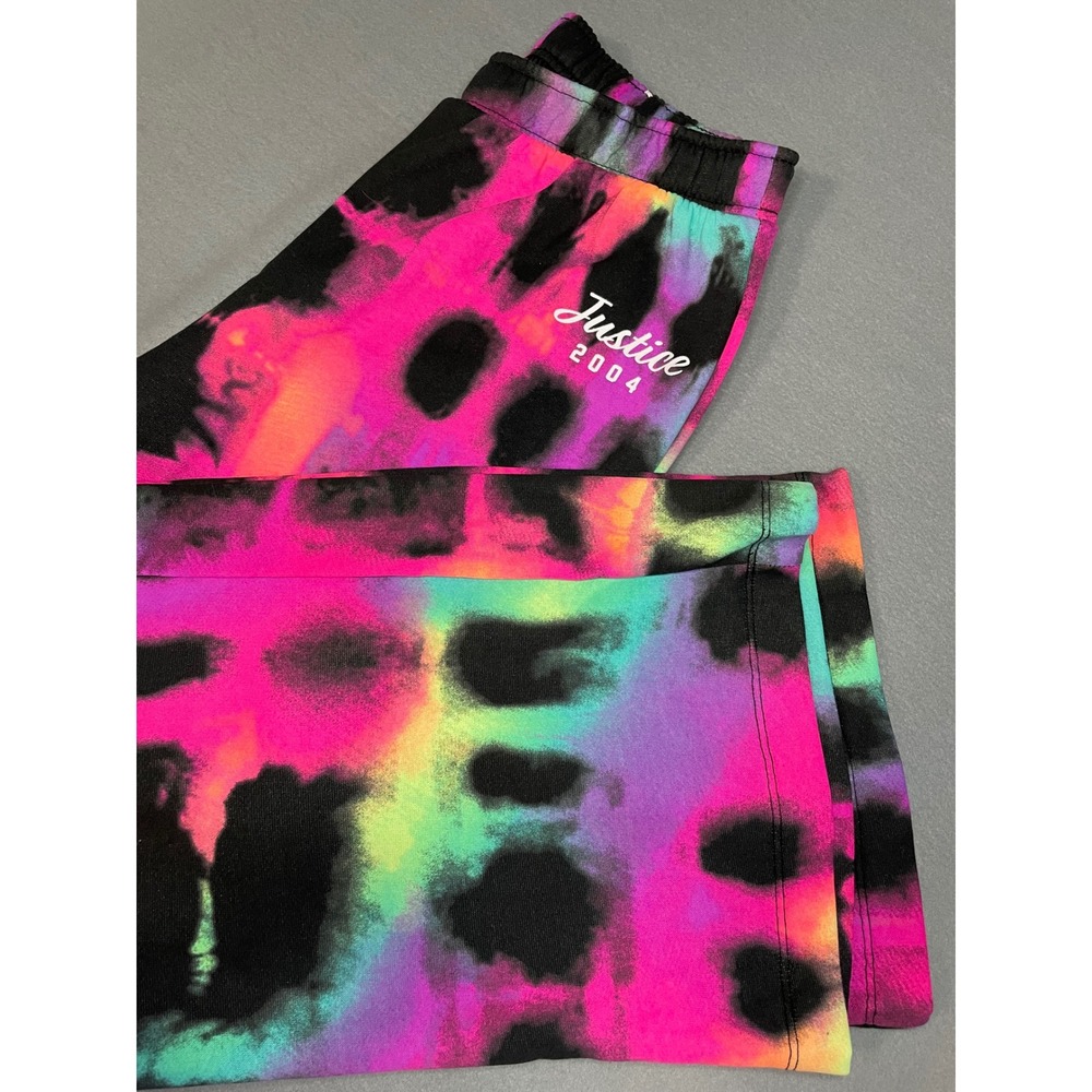 Justice Girls Neon Tie Dye Wide Leg Joggers Multi Color Size L 12/14
